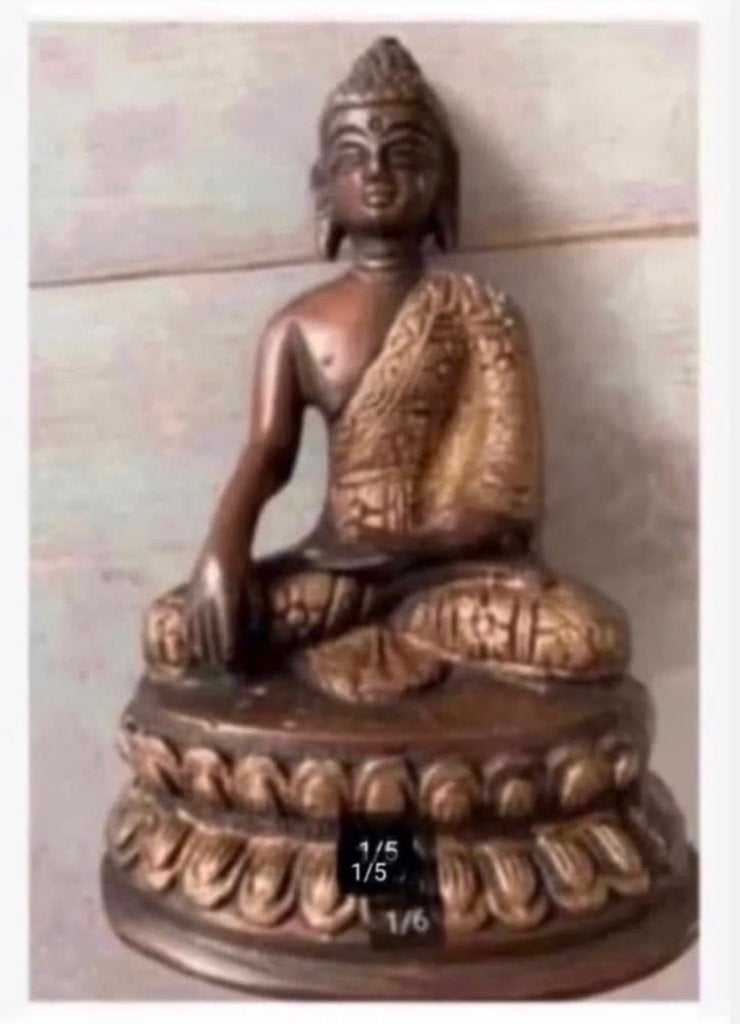 Zwaar bronzen Boeddha beeld, 16 cm hoog, Ophalen of Verzenden, Zo goed als nieuw, X, X