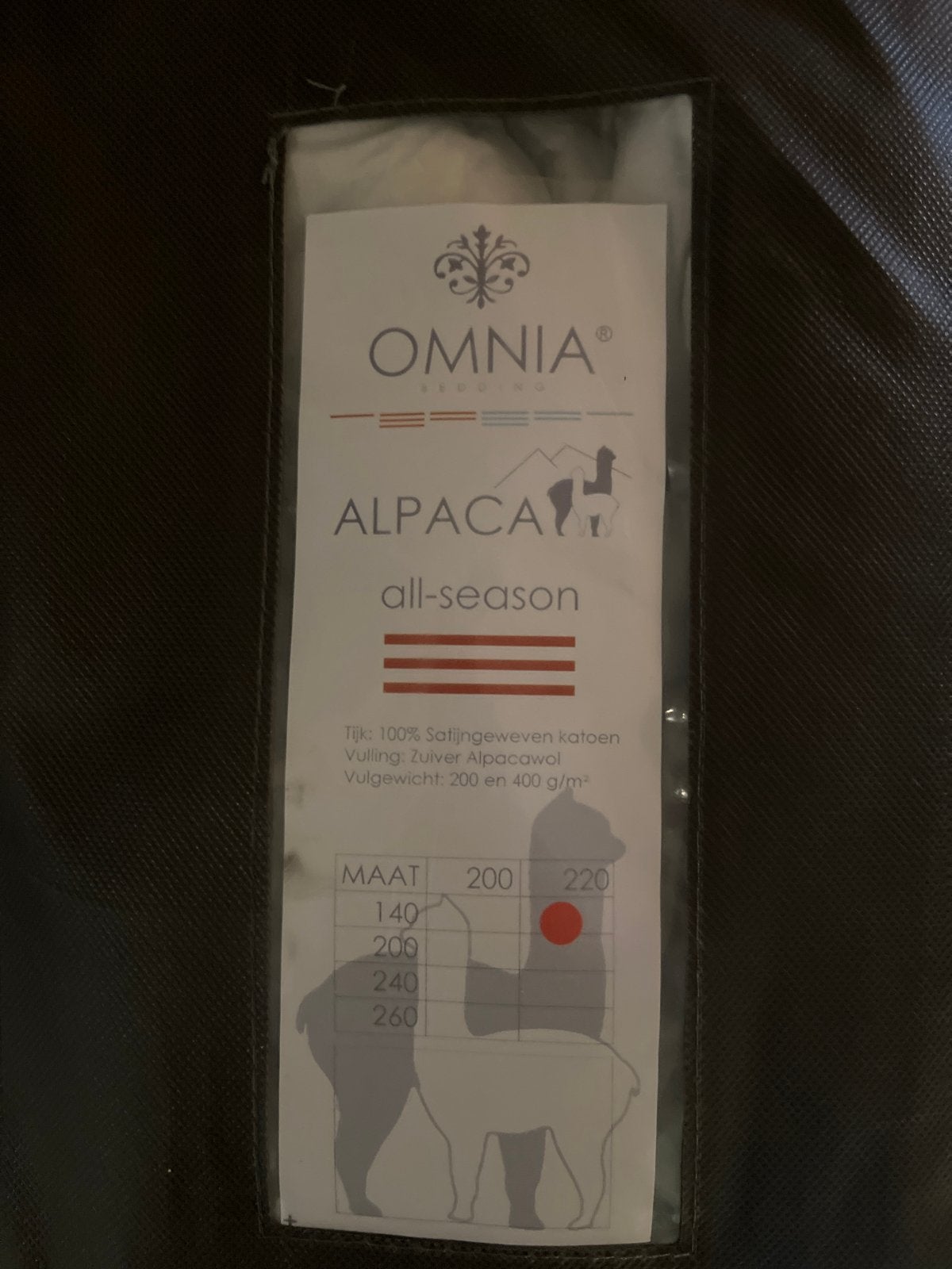 Nieuw Alpaca wollen dekbed 140x220 - All-season, Eenpersoons, Ophalen of Verzenden, Deken of Dekbed, Wol