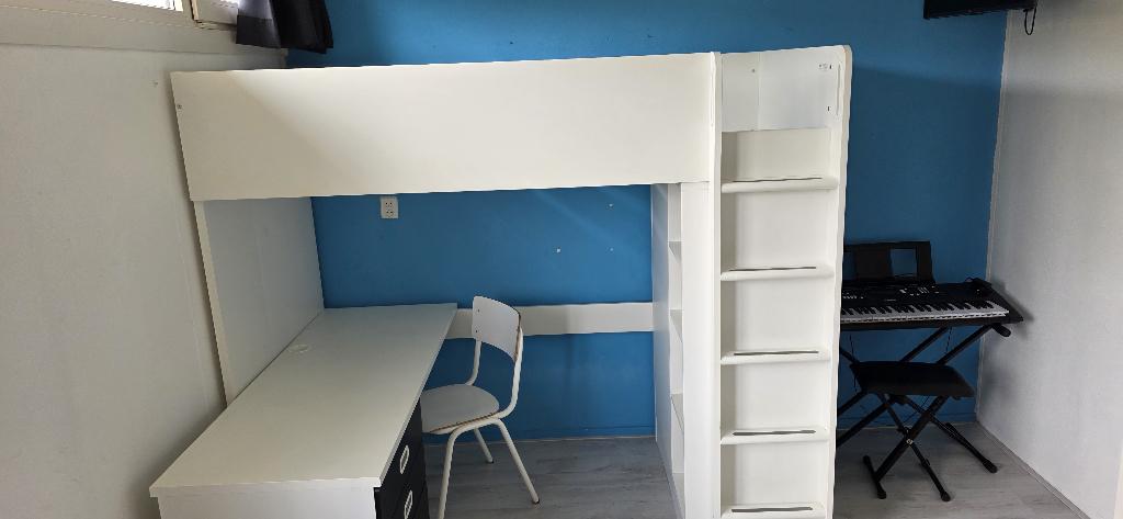 Stuva / Smastad hoogslaper met bureau, en extra kledingkast, Ophalen, Gebruikt, Eenpersoons, 200 cm