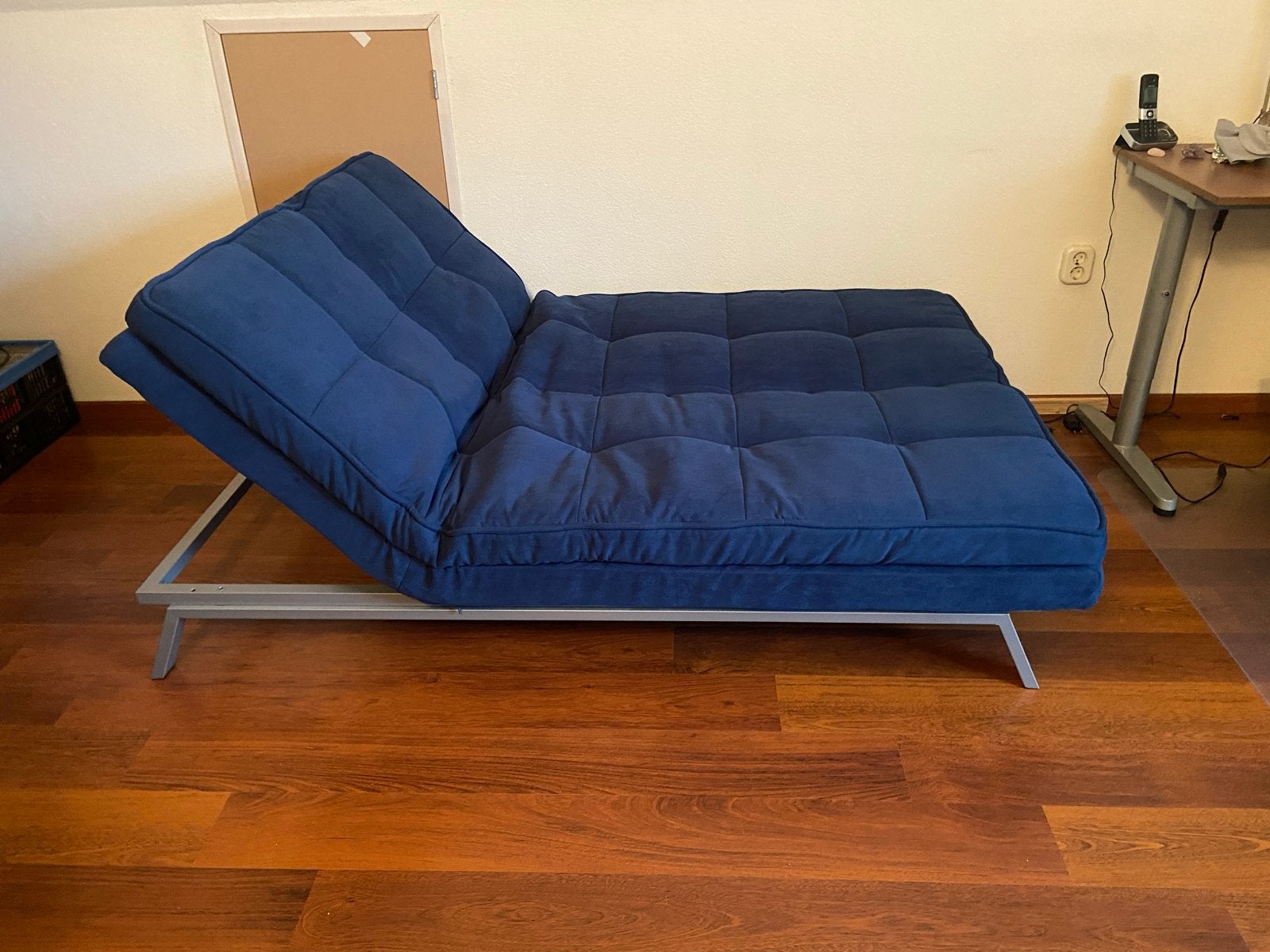 Blauwe slaapbank, Huis en Inrichting, Ophalen, Gebruikt, Blauw, Tweepersoons