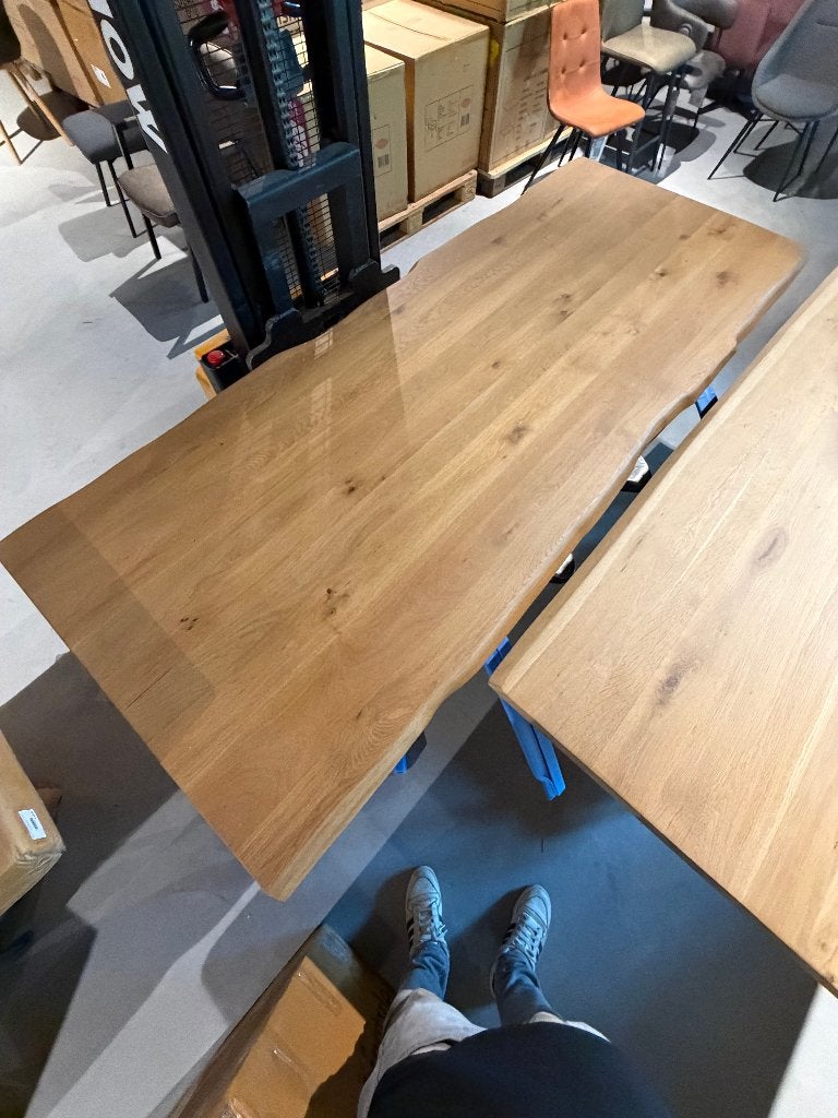 losse tafelbladen eiken in de lak boomstam 4 cm massief, Huis en Inrichting, Tafels | Eettafels, Nieuw, 50 tot 100 cm, 200 cm of meer