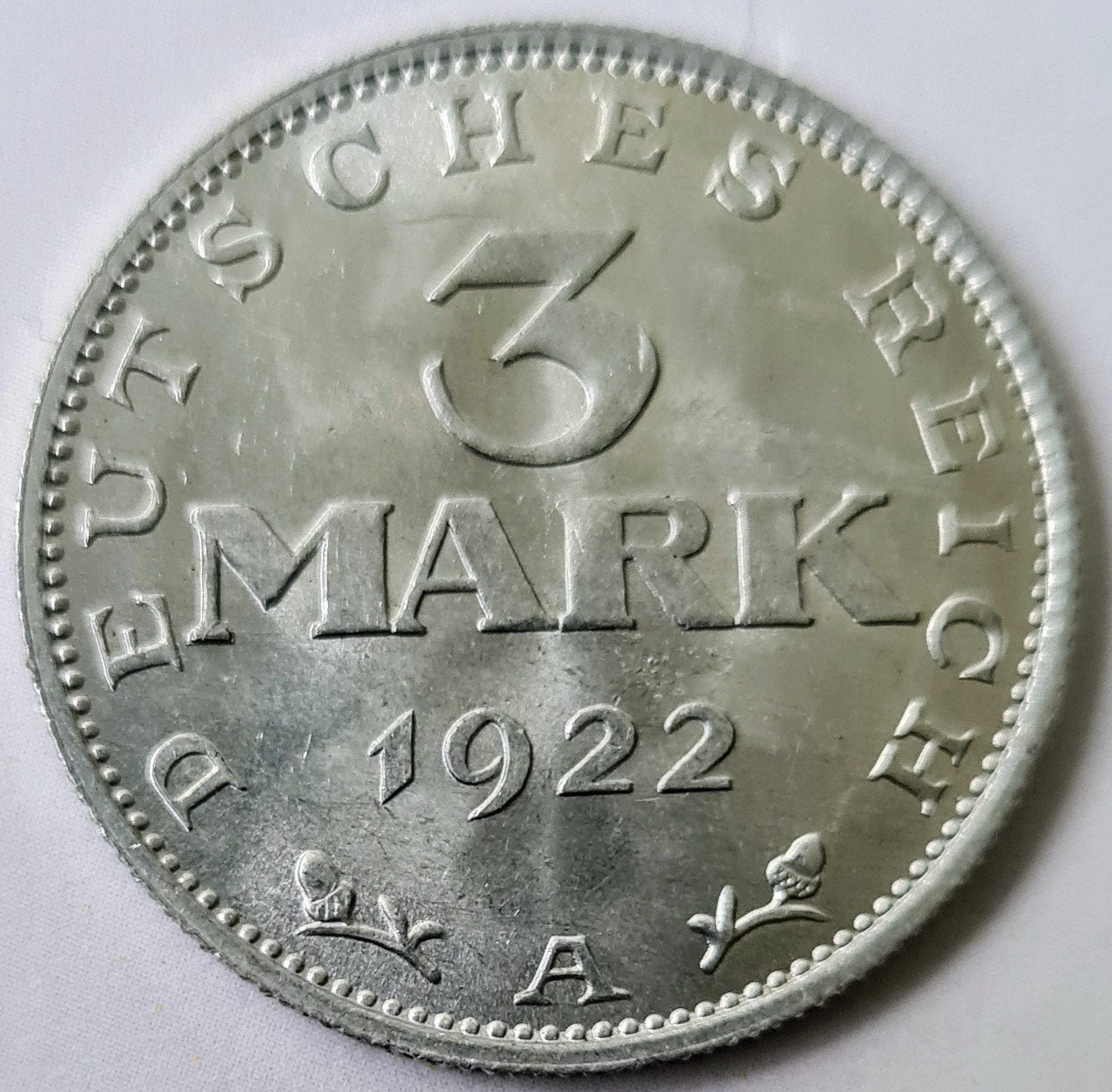 Duitse 3 Mark munt 1922 - Weimar Republiek, Ophalen of Verzenden, Duitsland, Losse munt