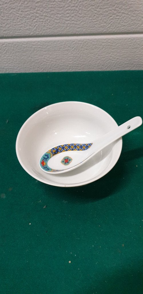 -	Kom en lepelset aziatische stijl, Ophalen of Verzenden, 'T Olde Gre-j, Info@toldegrej.nl, Endepoelstraat 20f Didam