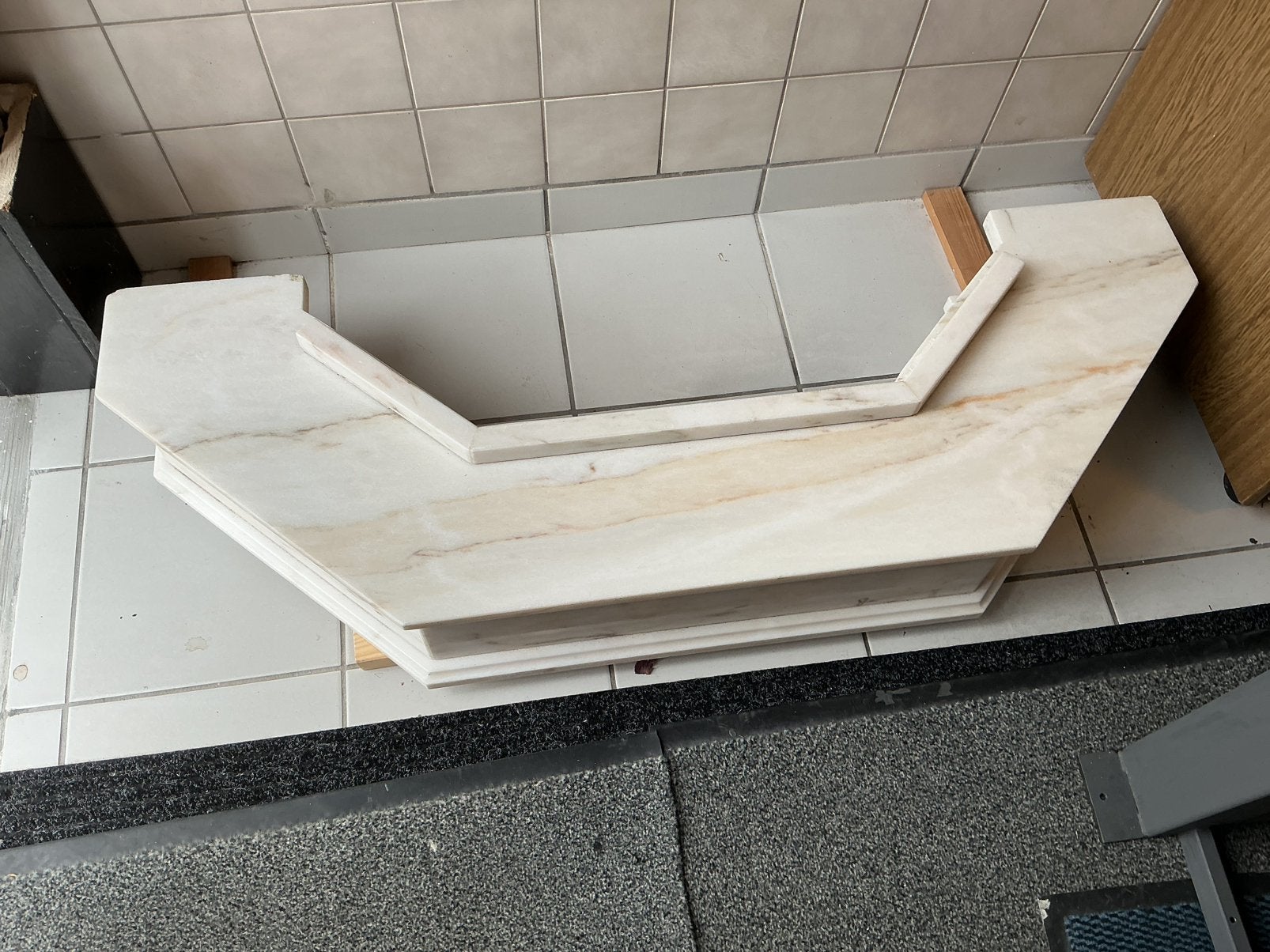 Marmeren schouw boven mantel., Huis en Inrichting, Ophalen, Gebruikt, Overige typen, Overige materialen