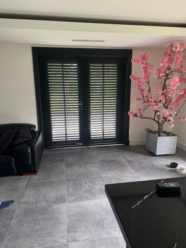 3x Luxe zwarte houten jaloezieën 195x215 cm