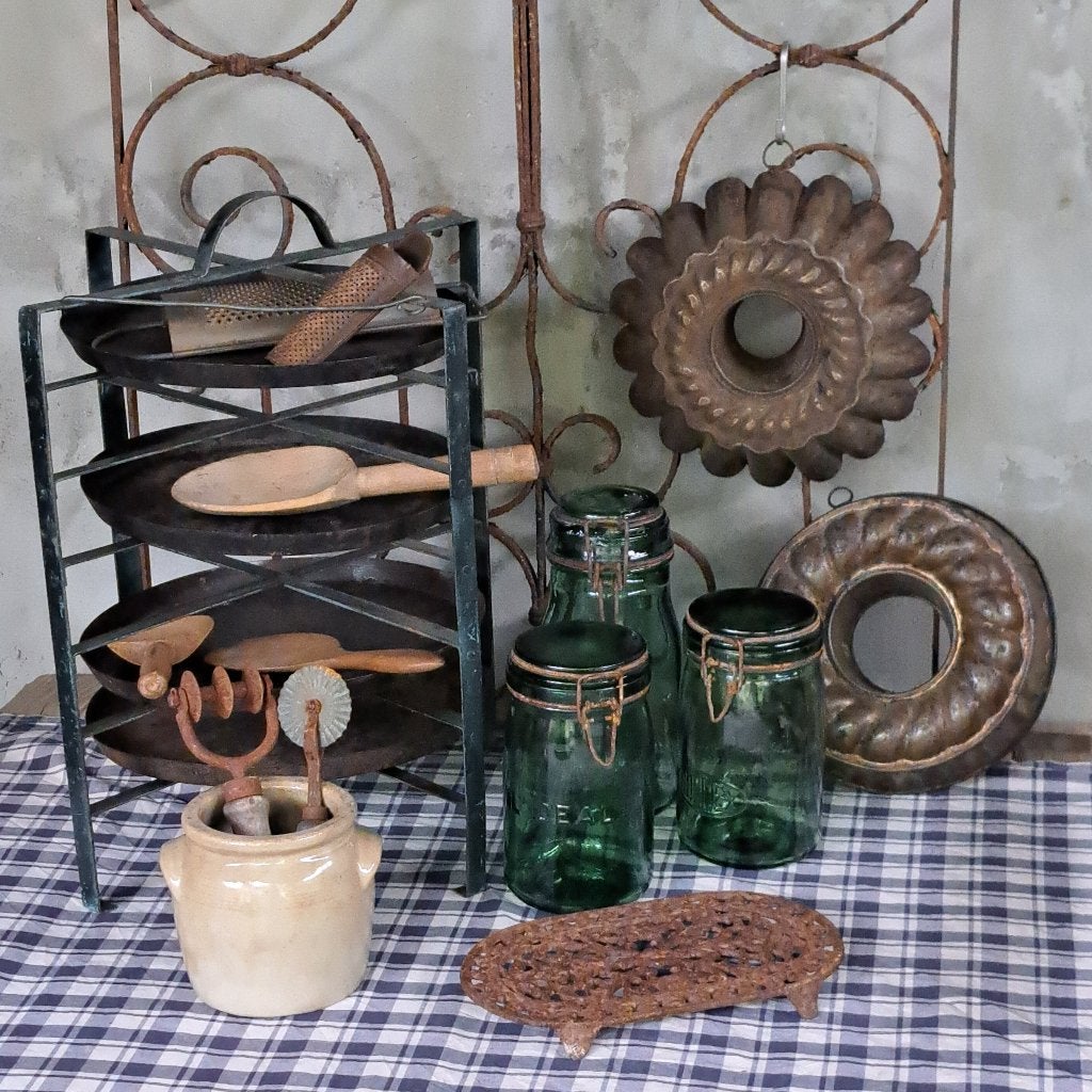 Oud brocante metalen vlaaienrek bakkersrek *Etage3*, Gebruikt, ., Ophalen of Verzenden, .