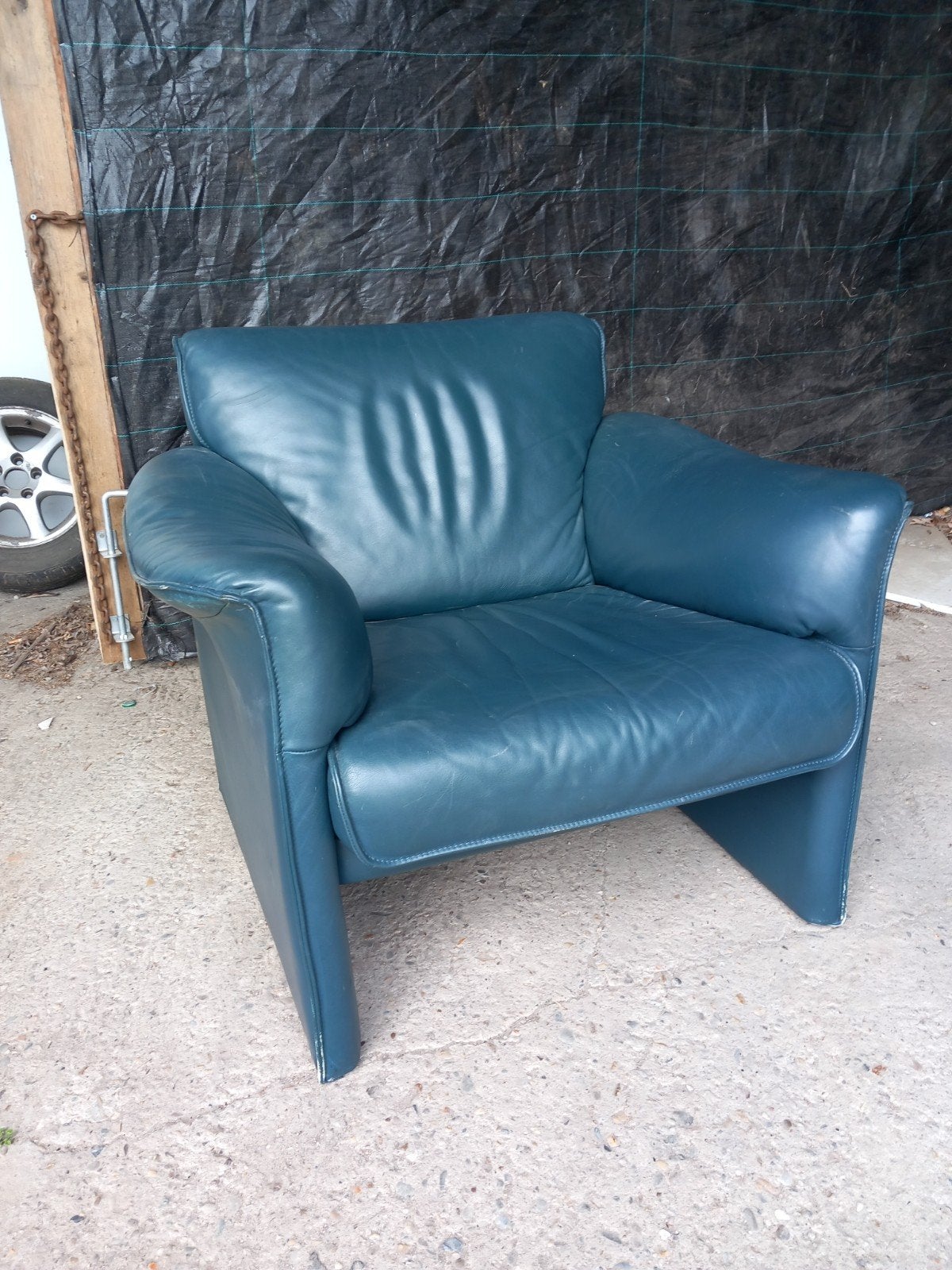 leuke donker groen leder jori belgium fauteuil, Ophalen, Gebruikt, 50 tot 75 cm, Leer