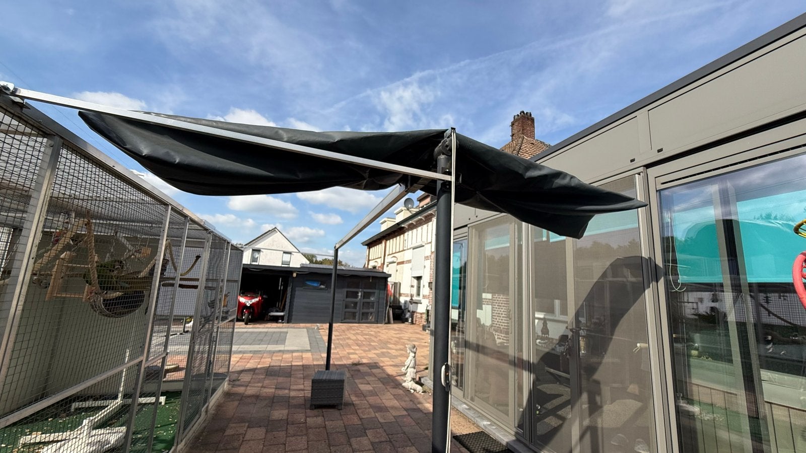 Terras markies met verstelbaar doek en winterhoes, Ophalen, Gebruikt, Overige typen, 150 tot 300 cm