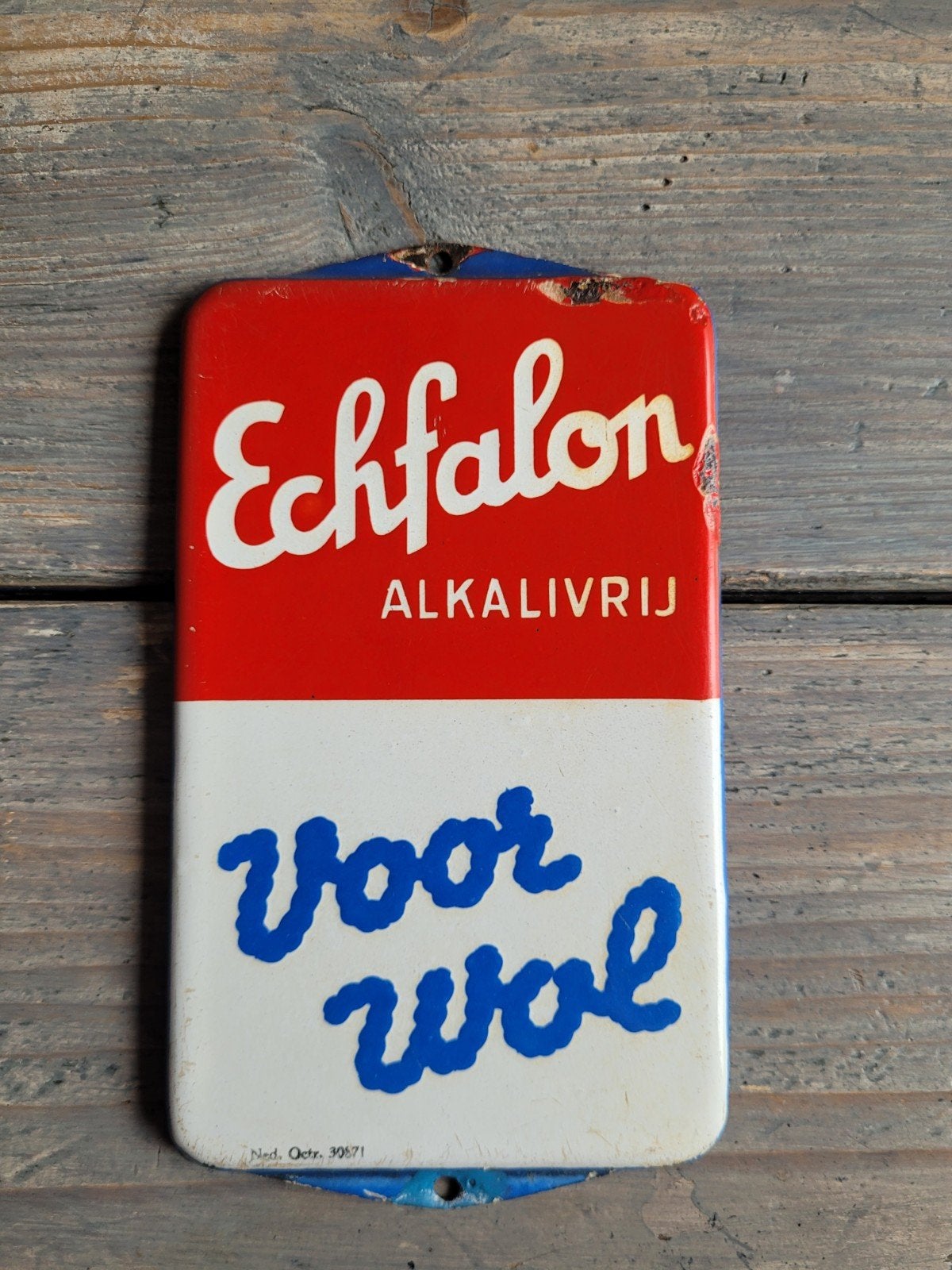 Emaille Deurpostje echfalon, Ophalen of Verzenden, Gebruikt, Reclamebord
