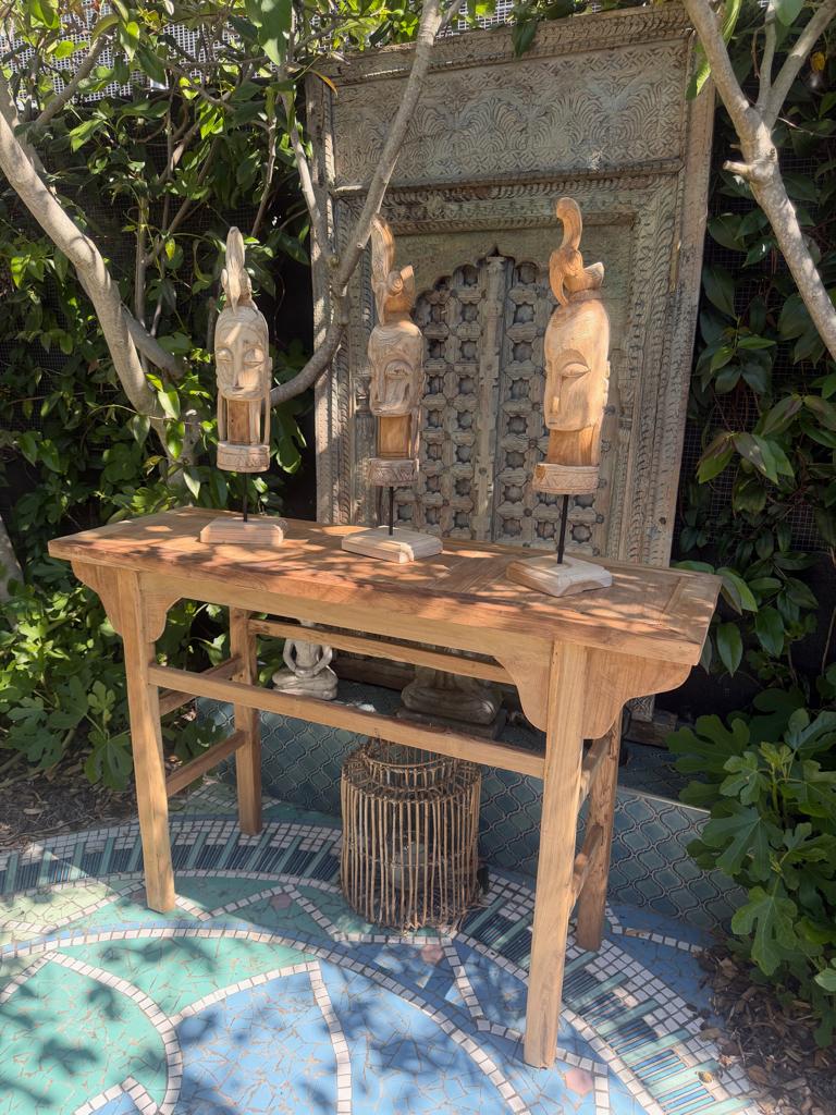 Java houtsnijwerk beeld handwerk Indonesie massief, Boho, Nieuw, Ophalen of Verzenden, https://verburgtvintage.nl/#contact