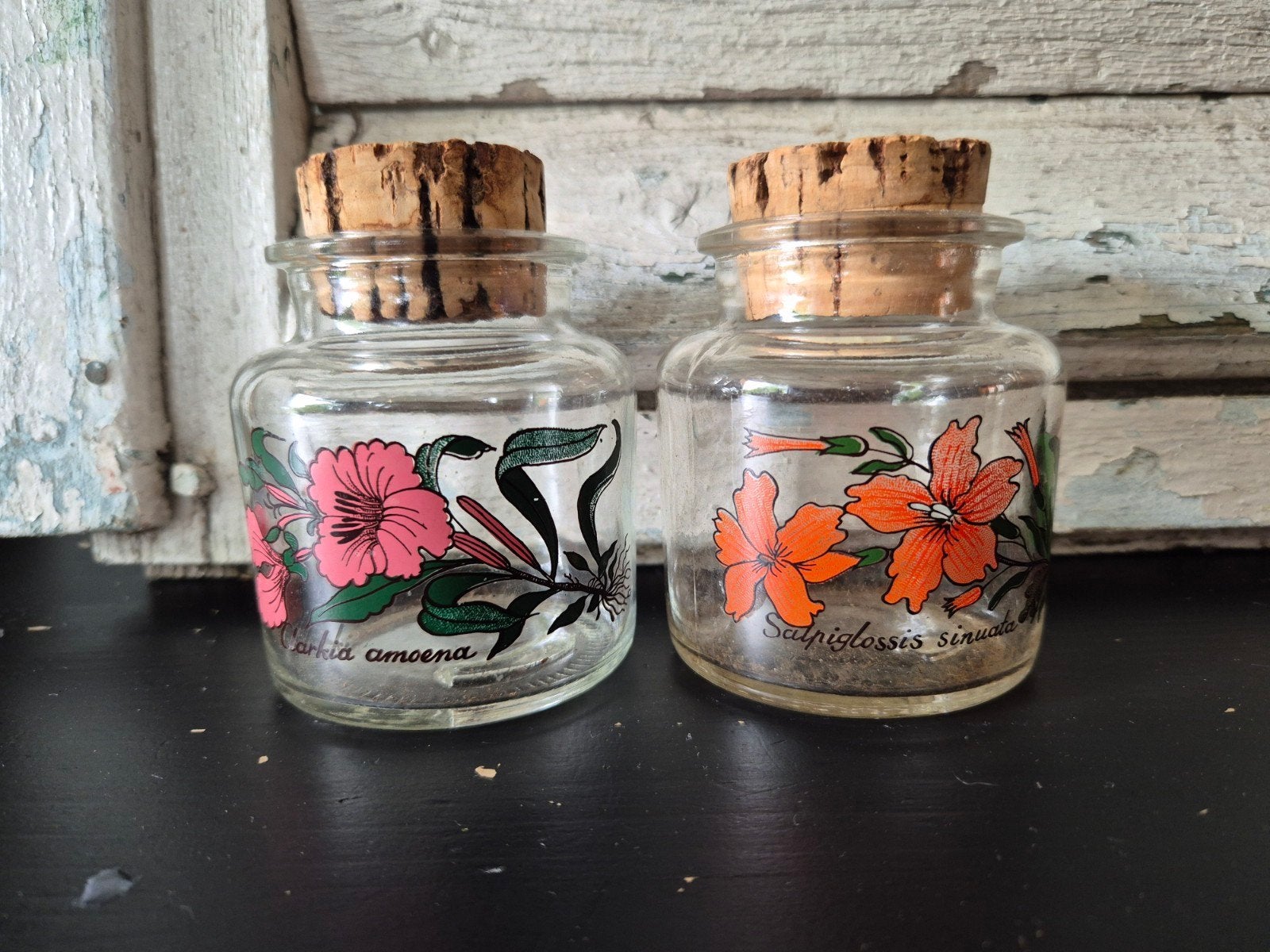 2 leuke vintage potjes met deksel van kurk uit de jaren 70, Ophalen, Huis en Inrichting