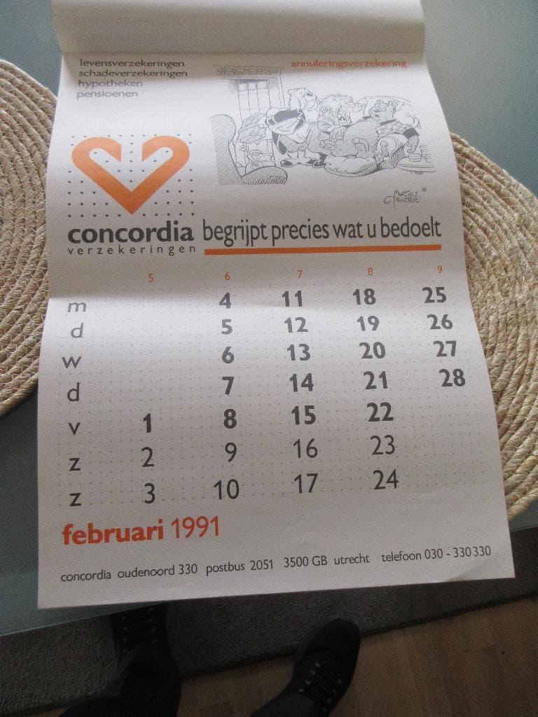Kalender van 1991 van Concordia (tom poes/bommel), Boeken, Stripboeken, Eén stripboek, Ophalen of Verzenden, Nieuw