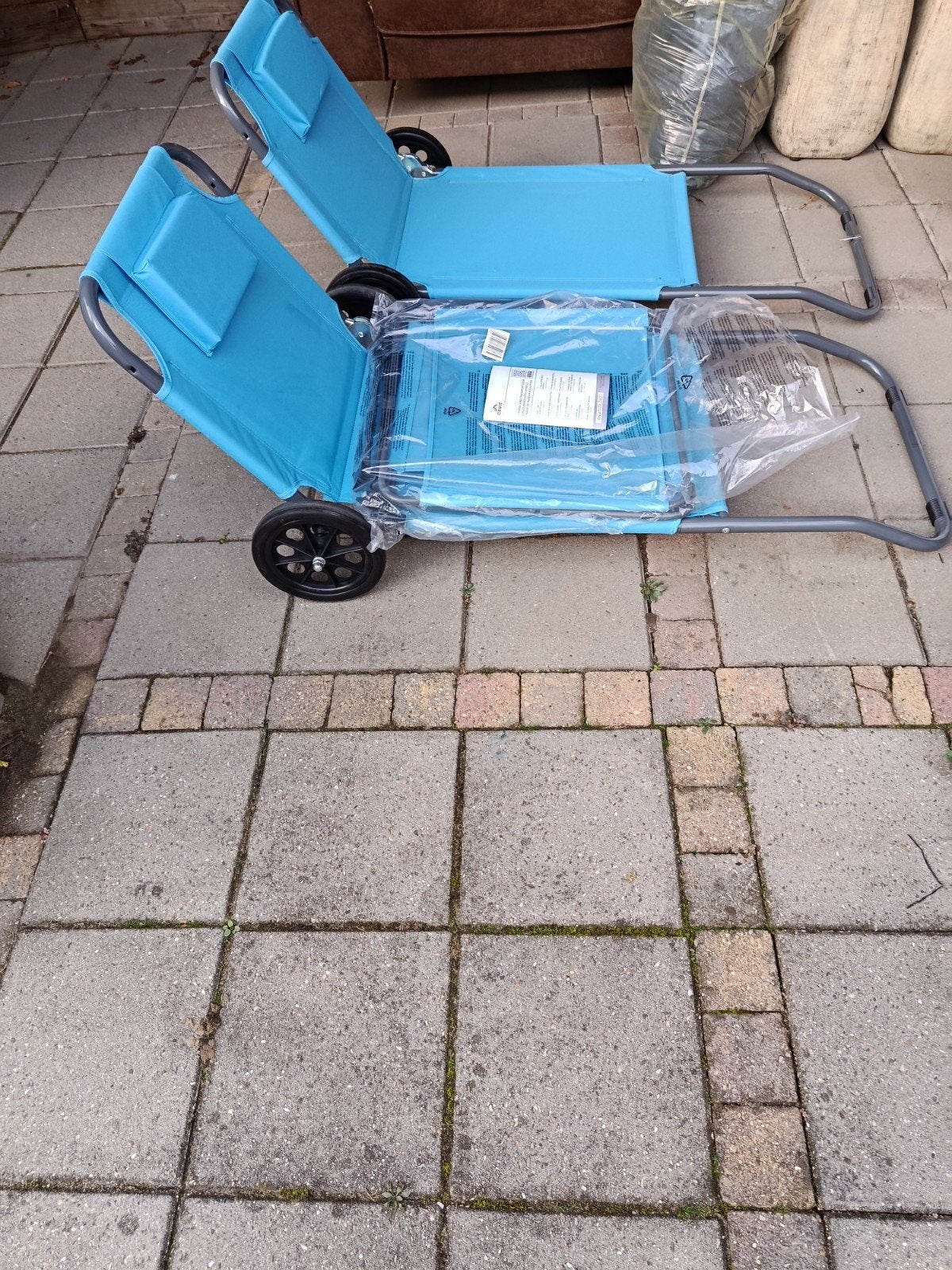 Crivit strandstoel/bed met zonnedakje, Tuin en Terras, Ophalen, Zo goed als nieuw, Textileen, Inklapbaar
