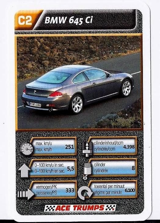 Kw1360 autokaartje c2 bmw 645 ci, Ophalen of Verzenden, Zo goed als nieuw, Auto's