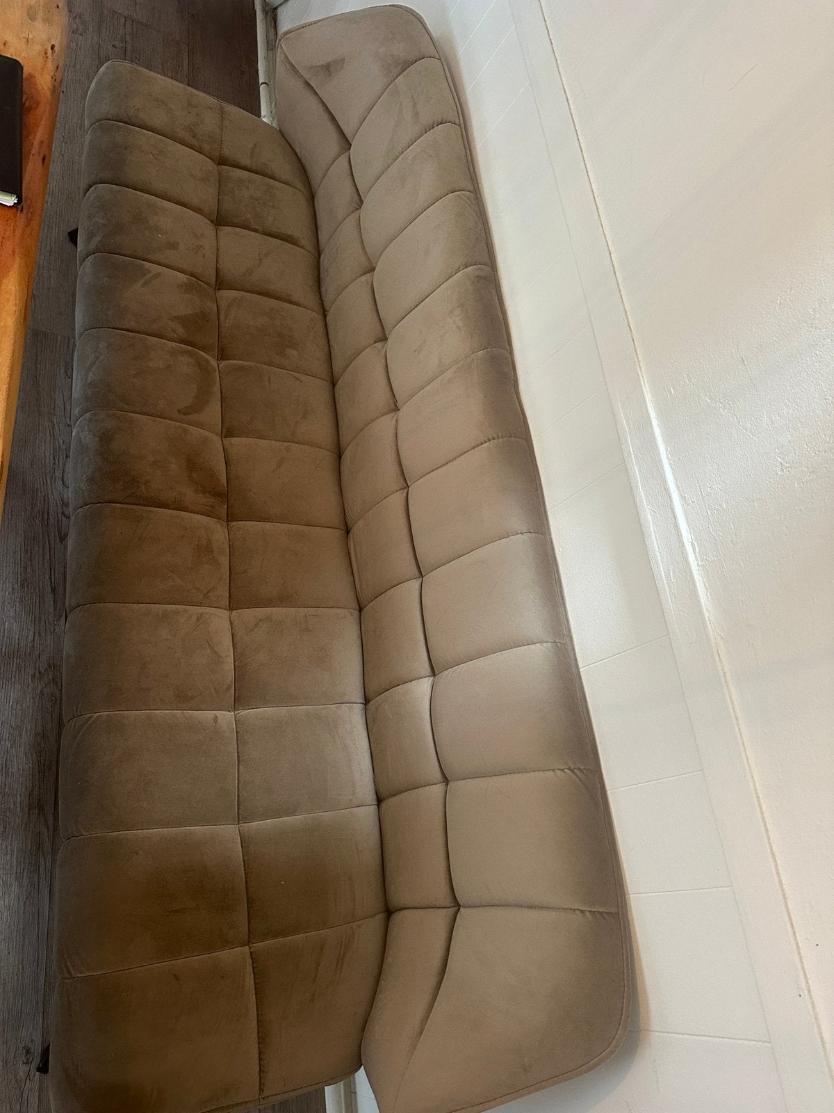 Eettafel bank, champagnekleurig, Huis en Inrichting, Banken | Sofa's en Chaises Longues, Ophalen, Gebruikt, Minder dan 75 cm, 150 tot 200 cm