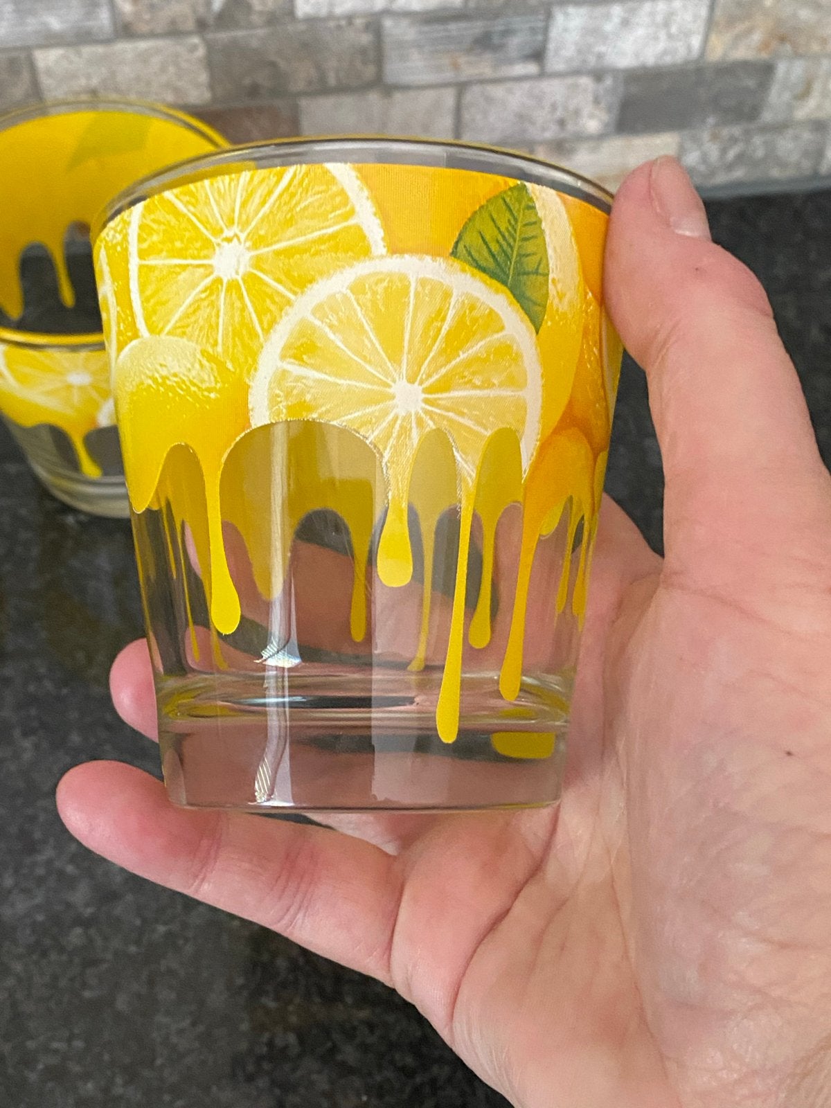 Set van 3 Cerve glazen met citroenprint - Made in Italy, Glas of Glazen, Overige merken, Ophalen of Verzenden, Modern
