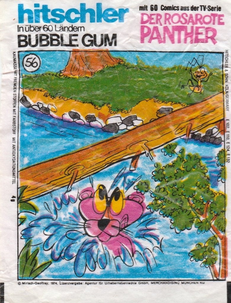 Kauwgomplaatje, Pink Panter, nr 56  (617), Ophalen of Verzenden, Gebruikt