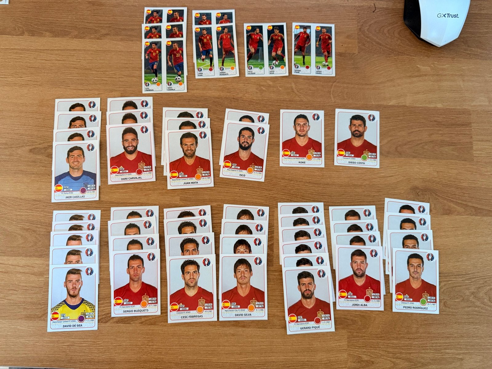 Panini UEFA Euro 2016 Spanje stickers - diverse spelers, Ophalen of Verzenden, Gebruikt, Meerdere stickers