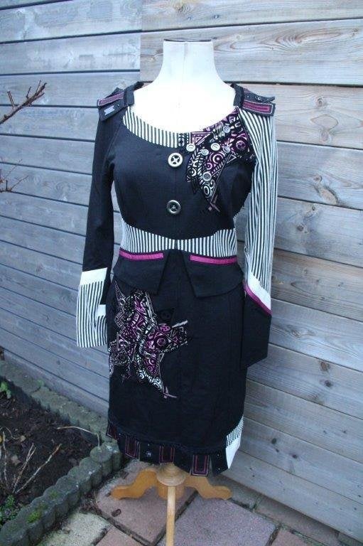 Jurk zwart/ fuschia Leslie mt 40 (S) Vaste prijs, Zwart, Leslie, Ophalen of Verzenden, Zo goed als nieuw