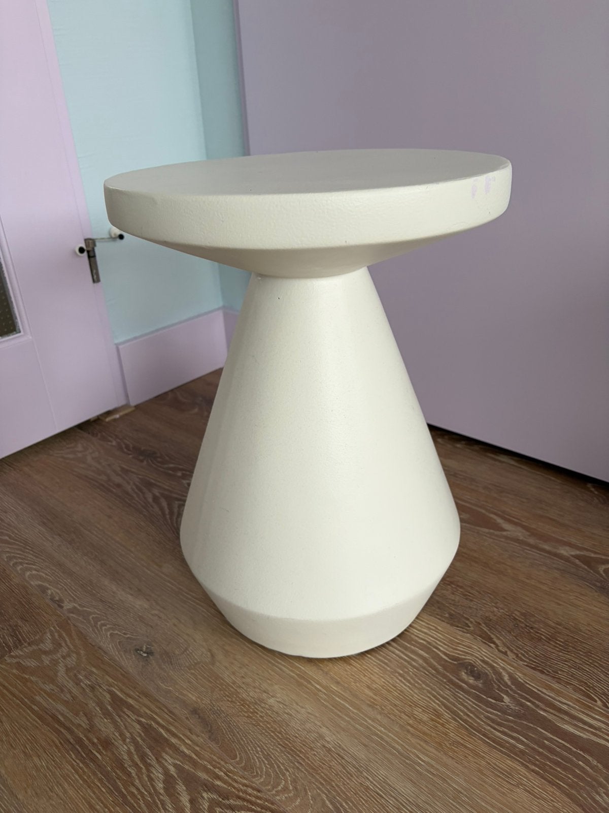 Bijzettafel Wit, 45 tot 60 cm, Gebruikt, Rond, Ophalen of Verzenden
