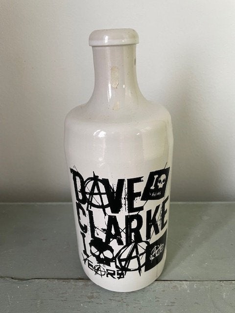Stenen aardewerk jeneverfles grijs wit. Dave Clarke Jenever, Ophalen, Wit, Zo goed als nieuw, Met patroon/structuur
