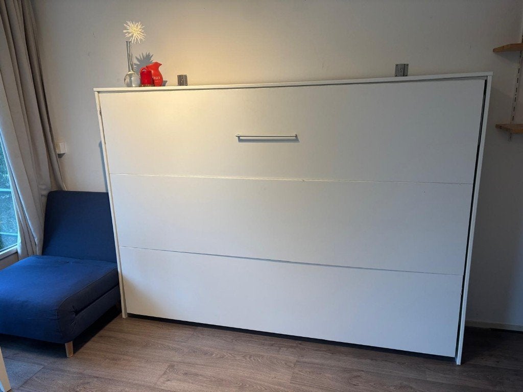 Murphy opklapbed twijfelaar 140 x 200 inclusief matras, Overige materialen, Gebruikt, Wit, 190 cm of minder