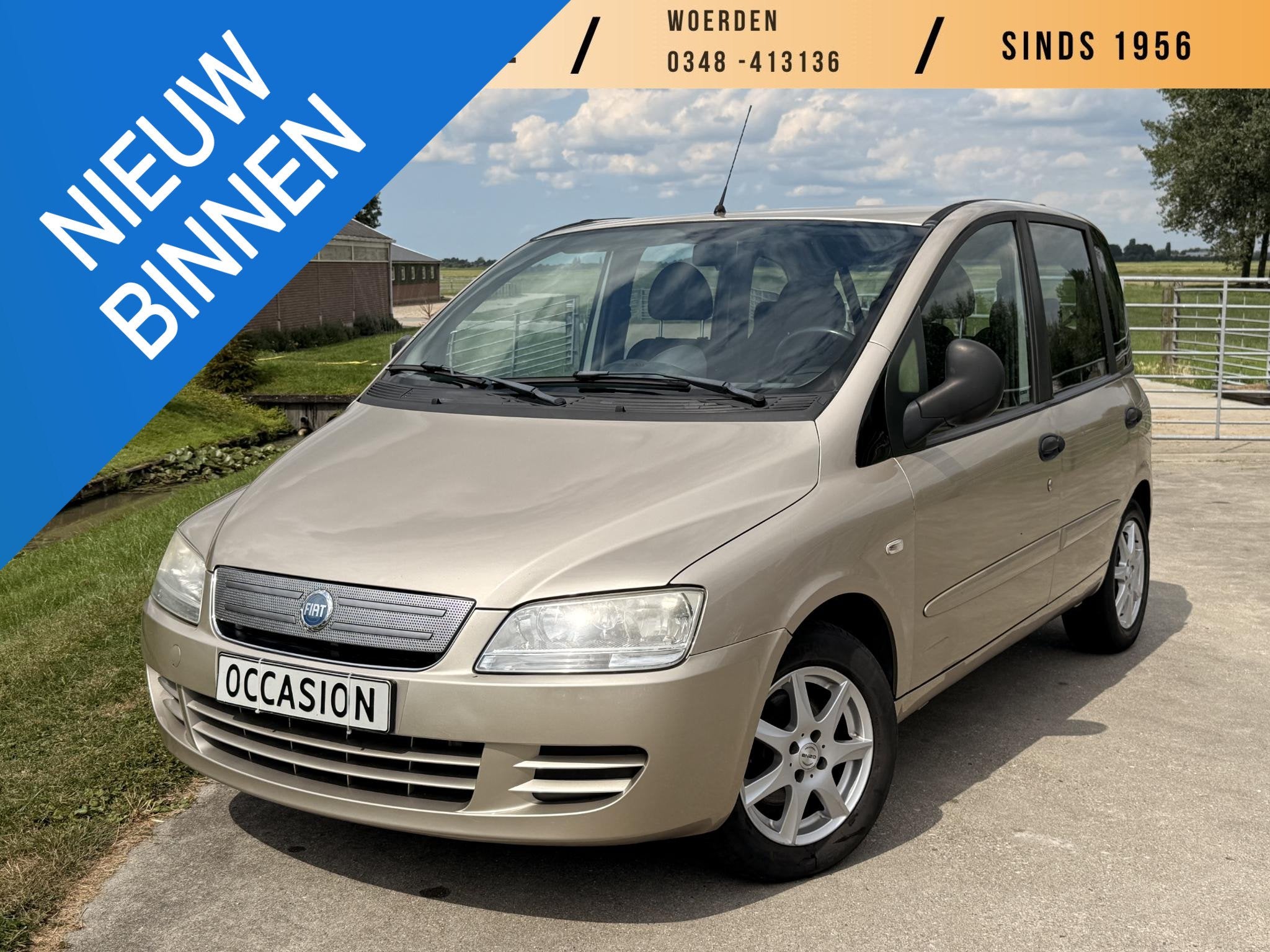 Fiat Multipla 1.6-16V Dynamic TREKHAAK | NL-AUTO | CARBAGE R, Voorwielaandrijving, Stof, Zwart, 4 cilinders