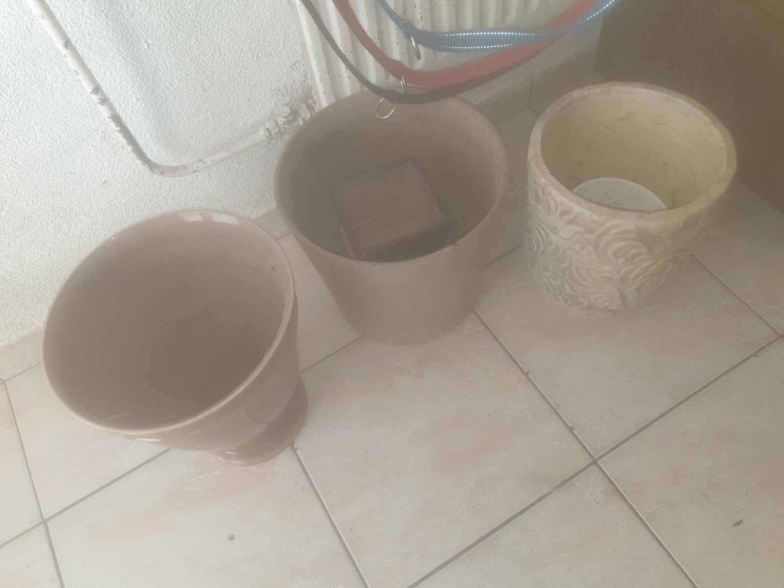 Grote en kleine bloempotten - diverse maten, Tuin en Terras, Gebruikt, Aardewerk, 40 tot 70 cm, Ophalen