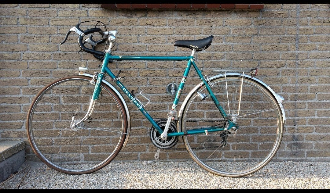 Vintage Peugeot racefiets groen, Minder dan 10 versnellingen, Gebruikt, Staal, Ophalen