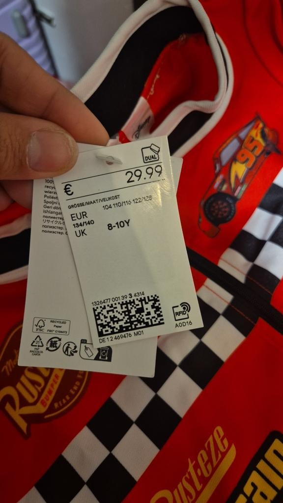Cars Lightning McQueen Racepak (Maat 134/140), Ophalen of Verzenden