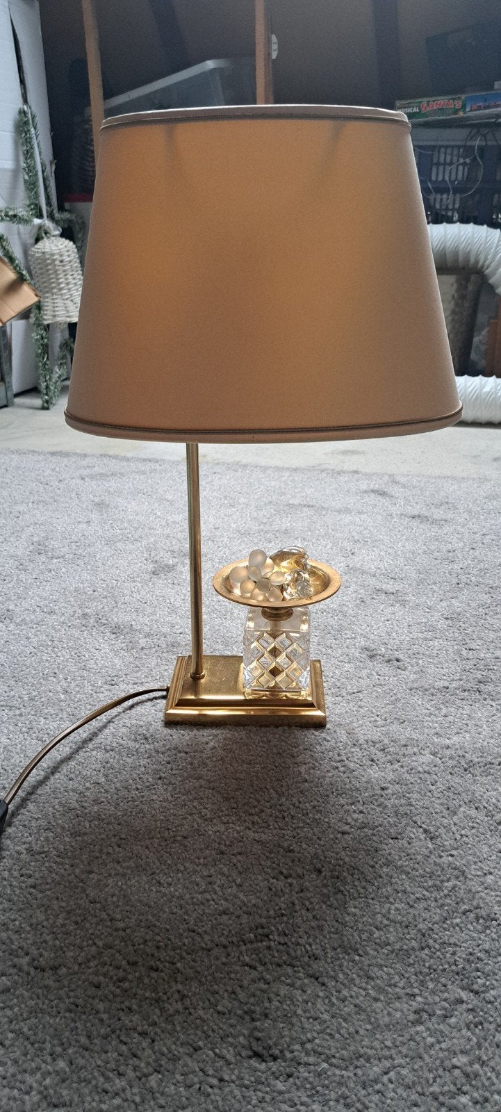Vintage Belgische tafellamp met kristallen voet, Ophalen of Verzenden