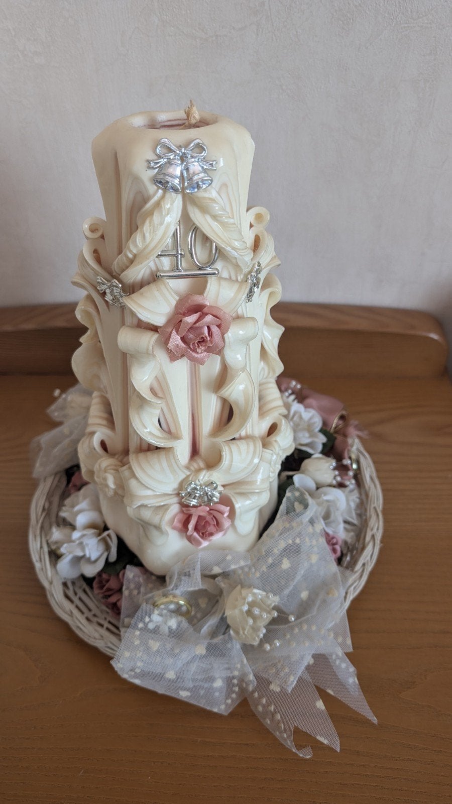 Kaars 40-jarig Huwelijk - Robijn Jubileum Decoratie, Overige materialen, Wit, Nieuw, Ophalen of Verzenden
