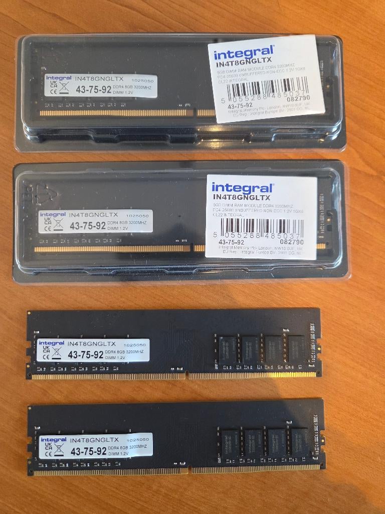 4 x 8GB DDR4 werkgeheugen Integral IN4T8GNGLTX partij, Computers en Software, RAM geheugen, DDR4, 8 GB, Nieuw, Ophalen of Verzenden