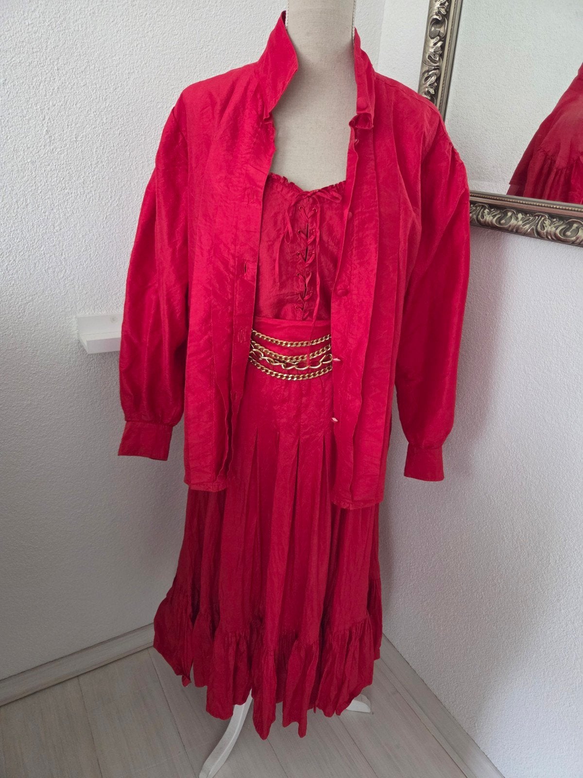 Rok blouse top riem Lorenzo 100% zijde, Kleding | Dames, Maat 38/40 (M), Overige typen, Ophalen of Verzenden, Zo goed als nieuw