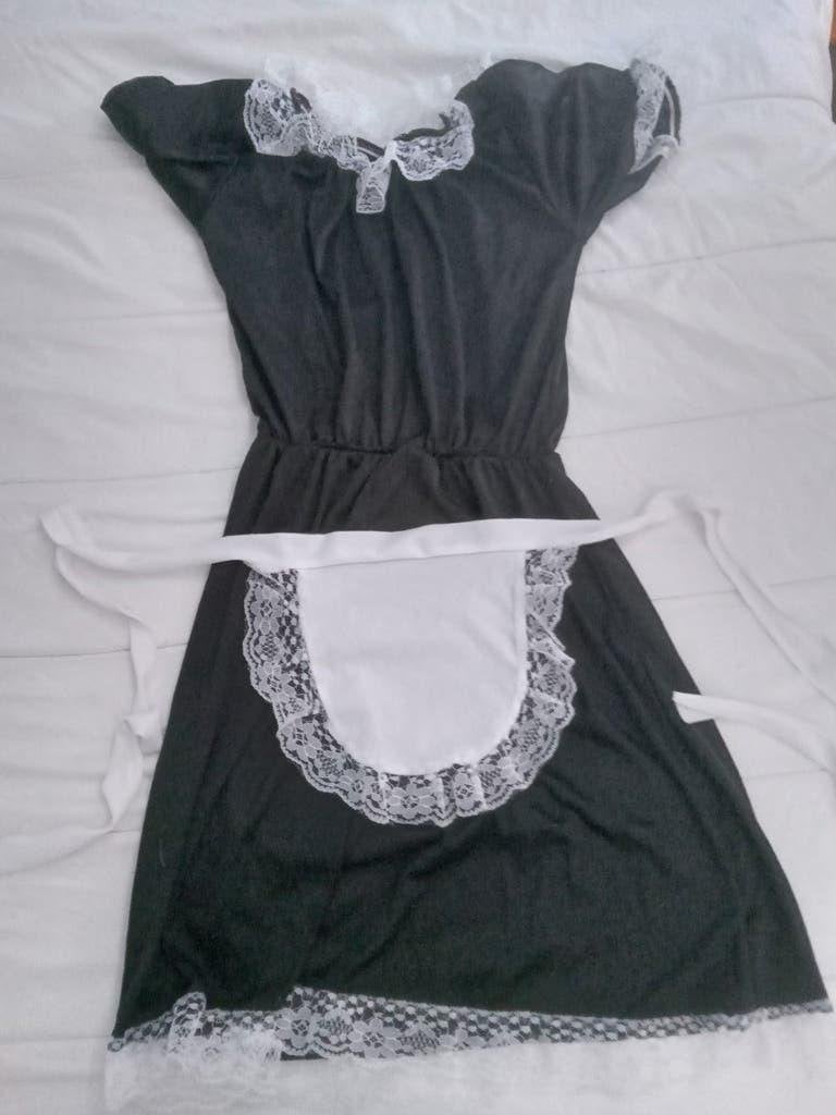 French maid dienstmeisje schoonmaakster jurkje, Maat 38/40 (M), Carnaval, Ophalen of Verzenden, Zo goed als nieuw