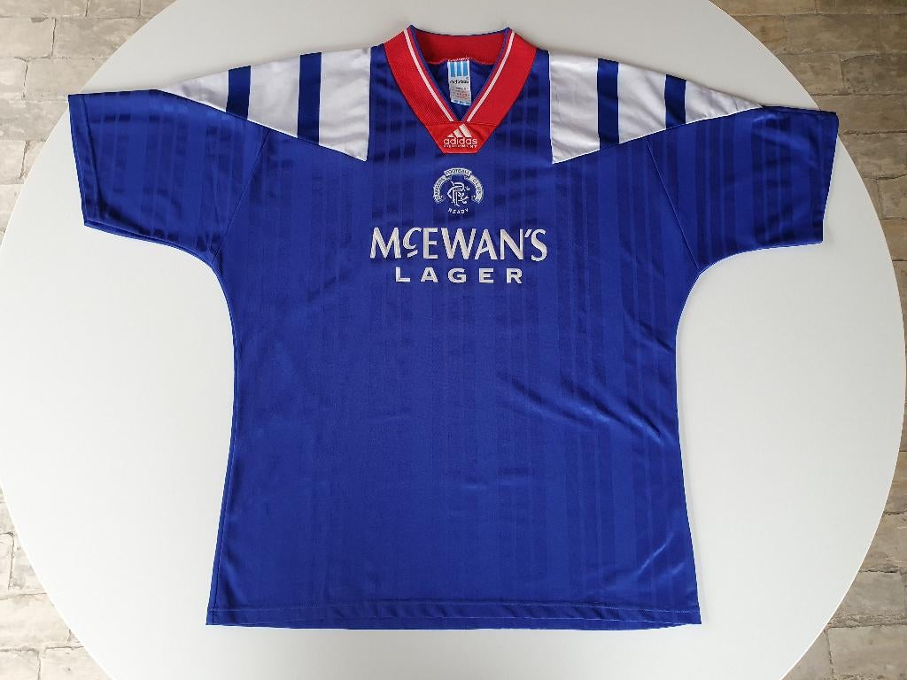Voetbalshirt Glasgow Rangers 1992-1993 (Adidas, XL), Ophalen of Verzenden, Gebruikt, Buitenlandse clubs, Shirt