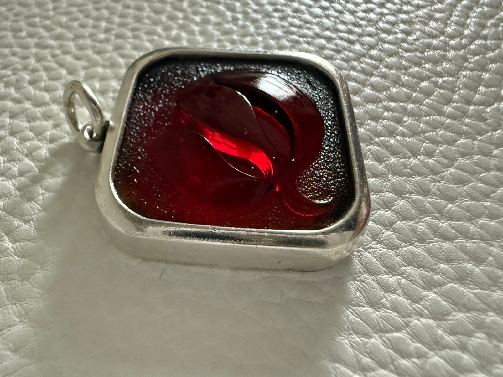 M277/Zilveren Grote KALEVALA KORU Glas Hanger FINLAND, Gebruikt, Verzenden, X, Rood
