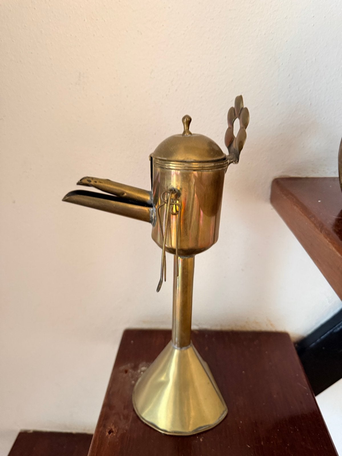 Antieke bronzen olielamp, theepot en koffiekan, Ophalen