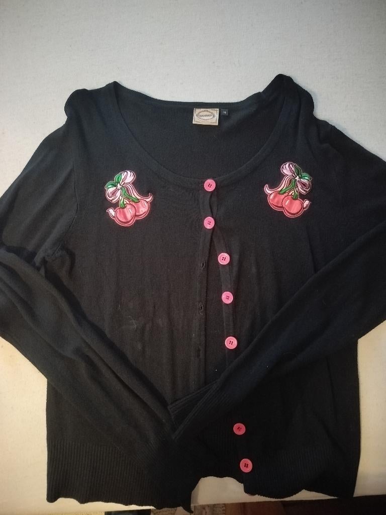 Cardigan in rockabilly stijl, Verzenden, Zo goed als nieuw, Maat 42/44 (L), Zwart