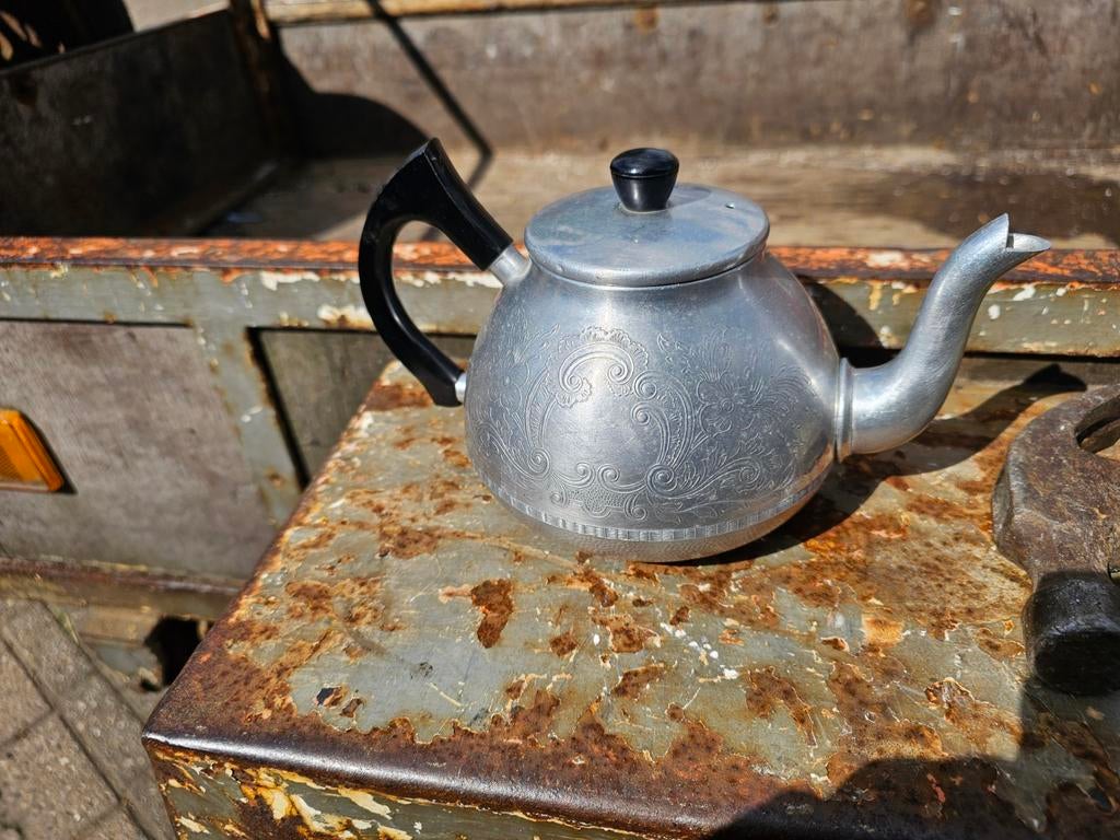 Vintage Swan theepot - Aluminium - Made in England, Ophalen of Verzenden