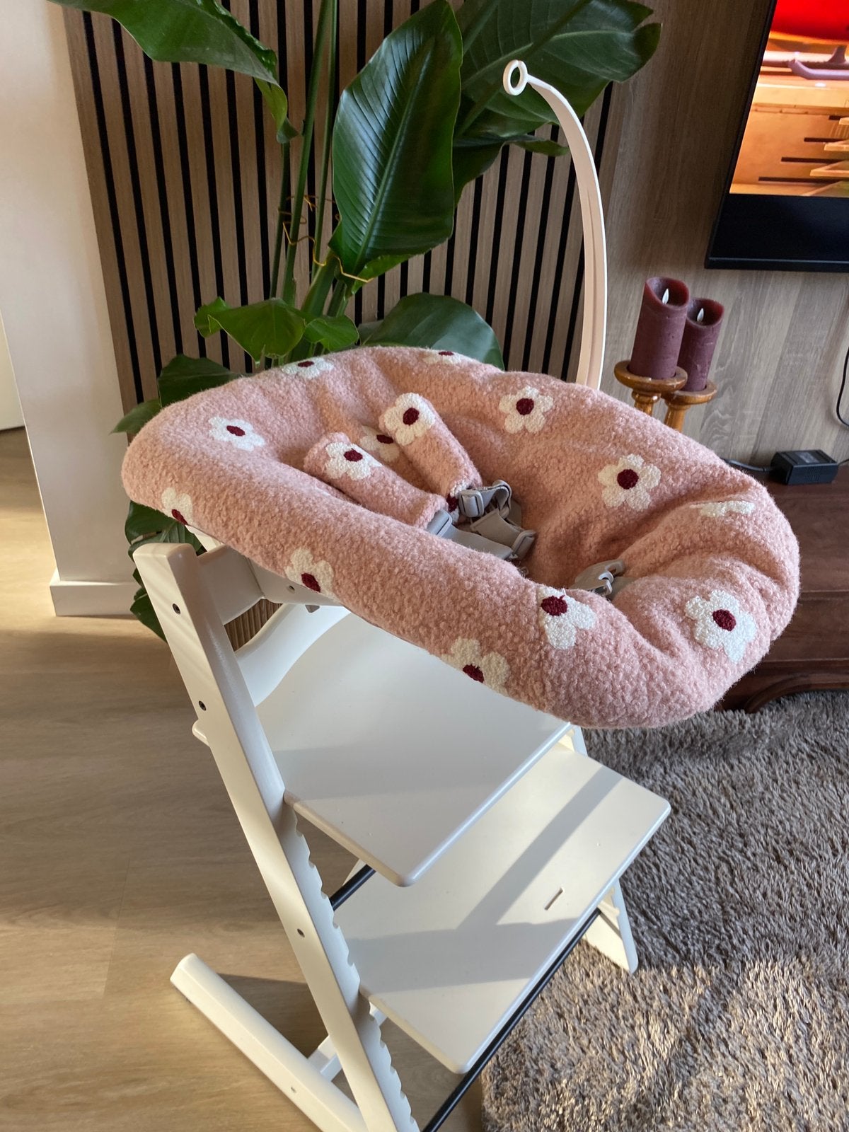 Teddy ecru hoes met dikke vulling voor Newborn van stokke, Ophalen of Verzenden, Zo goed als nieuw, Meegroeistoel, Stoelverkleiner