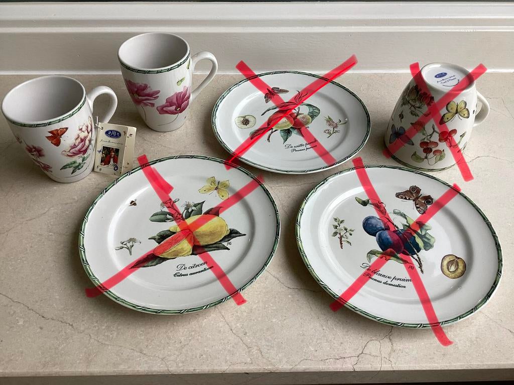 2 bekers/2 soepkommen/ gedichtenboekje van JANNEKE BRINKMAN, Ophalen of Verzenden, Zo goed als nieuw, Bord(en), Overige stijlen