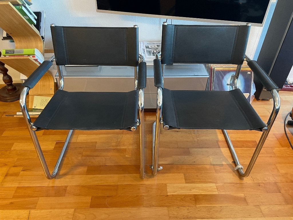 Buisframe stoel in Bauhaus stijl 2 stuks, Ophalen, Gebruikt, Metaal, Twee