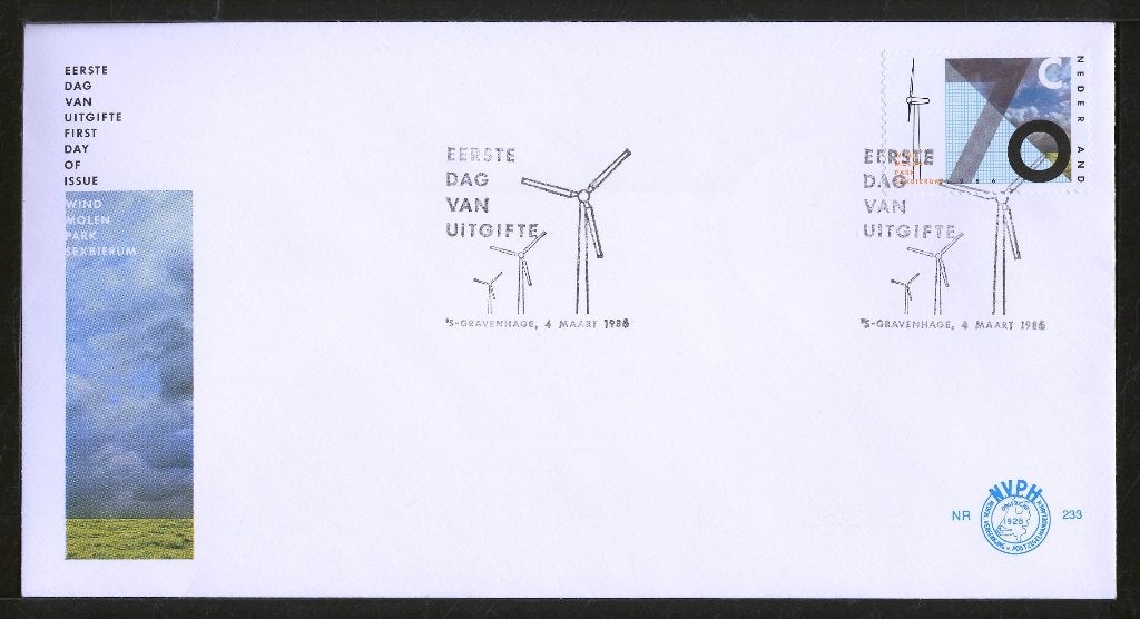 FDC + Maximumkaart ‘Windmolenpark Sexbierum’ 1986, Ophalen of Verzenden, Onbeschreven, Nederland