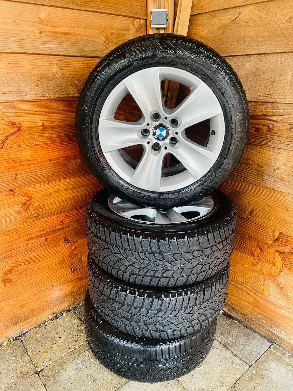 BMW Winterbanden + velgen | 225 55R 17 . 97H | continental, Ophalen of Verzenden, Zilver