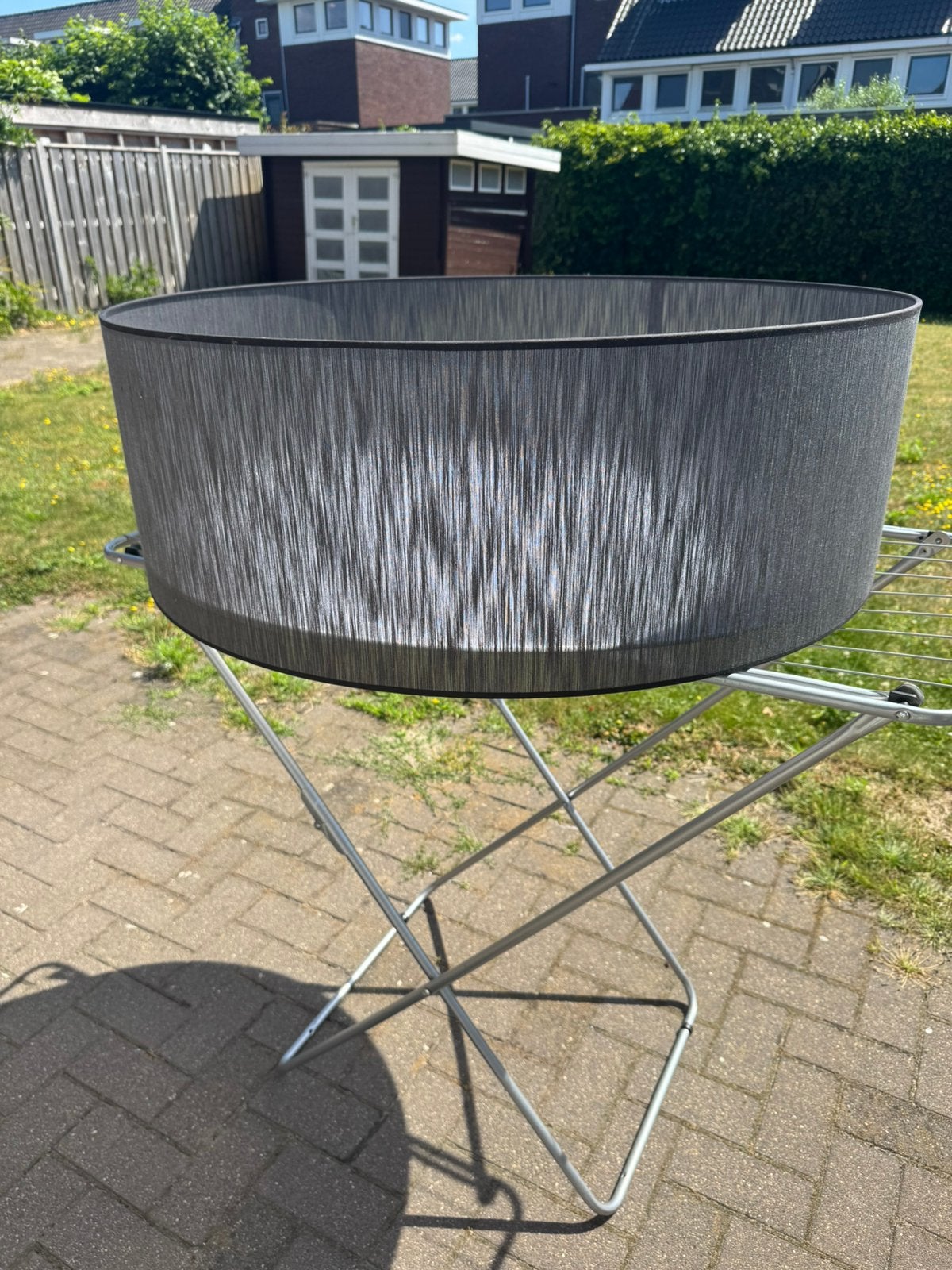 Grote lamp voor boven eethoek greige uitverkoop, Huis en Inrichting, Gebruikt, Rond, 30 cm, Grijs