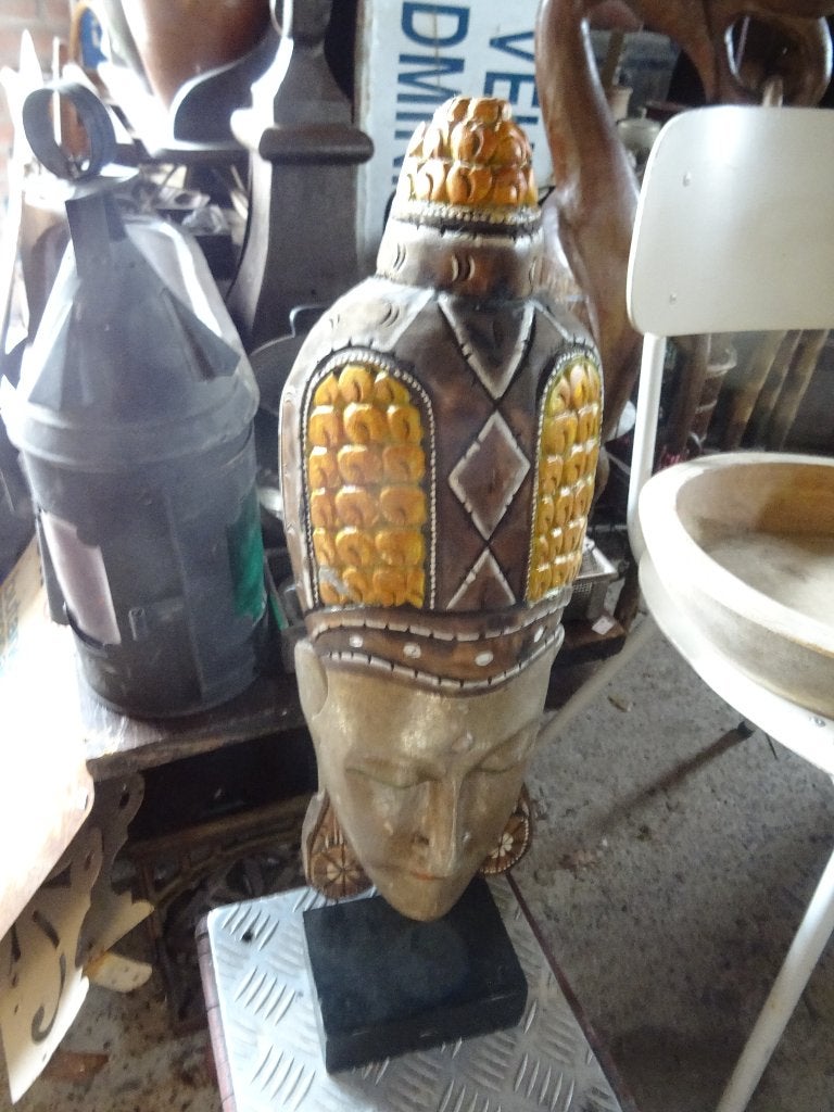 mooie woondecoratie - decoratief houten hoofd, Ophalen, Zo goed als nieuw