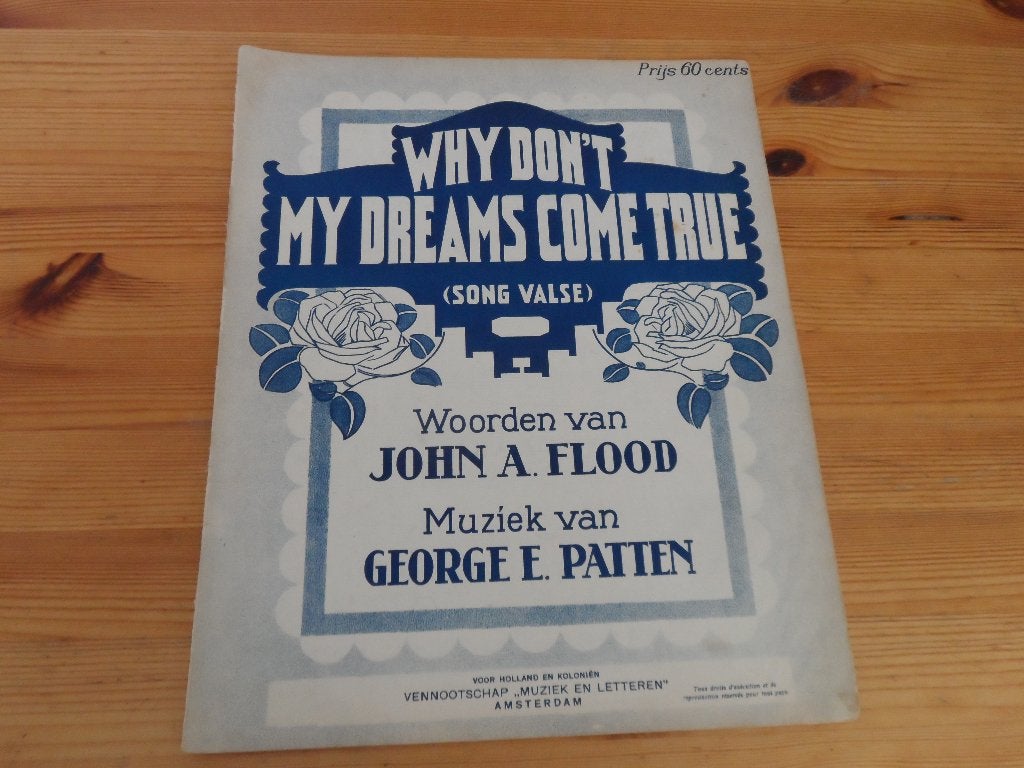 Why don't my dreams come true - g. E. Patten / j. A. Flood, Piano, Gebruikt, Ophalen of Verzenden, Artiest of Componist