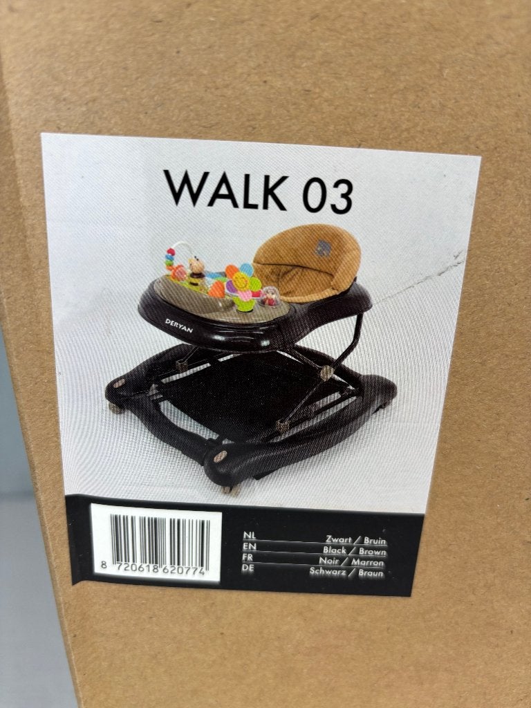 DERYAN Walk 03 4-in-1 Loopstoel – Zwart/Bruin