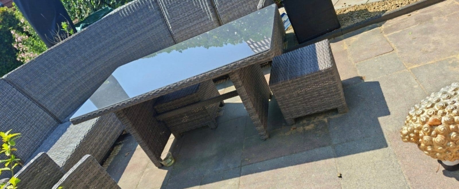 Nog zeer nette tuintafel met glazen blad, Ophalen, Zo goed als nieuw, Rechthoekig, Wicker